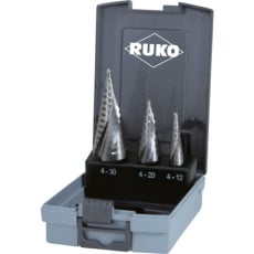 【101026RO】RUKO 2枚刃スパイラルステップドリルセット 3本組 ハイス