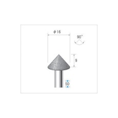 【13346】ナカニシ 電着CBNバー テーパー型 φ16×9×軸φ6 #120 90°