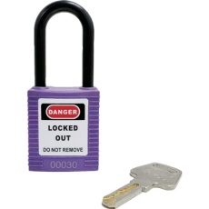 【14677-1】セーフラン ロックアウト用絶縁パドロック 紫 吊38mmタイプ