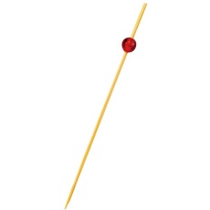 【1534110】EBM 竹製 ビーズピックス 7cm レッド(50本入)09486