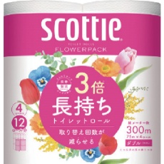 【22775】クレシア トイレットペーパー スコッティフラワーパック3倍長持ち4ロールダブル(22767/22775)