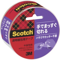 【3842K】3M スコッチ 手で切れる透明梱包用テープ 48mmX35m