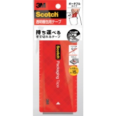 【3852FLT-15-RD】3M スコッチ 透明梱包用テープ ポータブル 15m