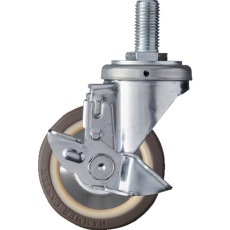 【413SA-UB100】ハンマー ねじ込み式旋回式ウレタンキャスター(ラジアルボールベアリング)100mm ストッパー付