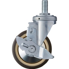 【413SA-UB125】ハンマー ねじ込み式旋回式ウレタンキャスター(ラジアルボールベアリング)125mm ストッパー付
