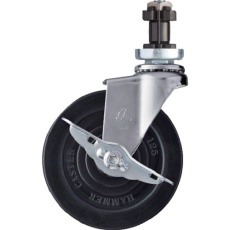 【4152EN-R125】ハンマー パイプ差込み旋回式ゴム車輪(スチールホイール)125mm φ38用 ストッパー付