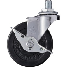 【415A-10R75】ハンマー ねじ込み旋回式ゴム車輪 75mm UNF1/2 ストッパー付