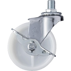 【415A-30N75】ハンマー ねじ込み旋回式ナイロン車輪 75mm M12 ストッパー付