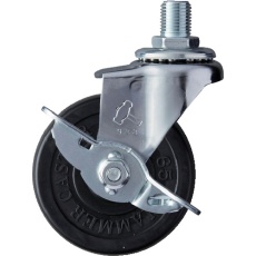 【415A-30R65】ハンマー ねじ込み旋回式ゴム車輪 65mm M12 ストッパー付