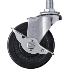 【415A-30R75】ハンマー ねじ込み旋回式ゴム車輪 75mm M12 ストッパー付