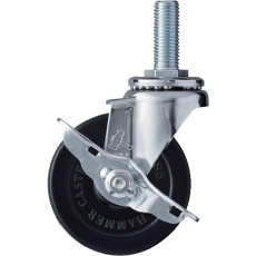 【415EA-R85】ハンマー ねじ込み旋回式ゴム車輪 85mm ストッパー付