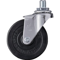 【420A-10R75】ハンマー ねじ込み旋回式ゴム車輪 75mm UNF1/2
