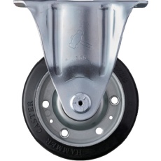 【420SR-RB125】ハンマー 固定式ゴム車輪(スチールホイール・ローラーベアリング)125mm