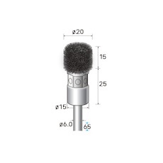 【52351】ナカニシ ステンレスブラシ 角 φ20×15×軸φ6 線φ0.3