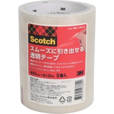 【600-3-2435-5P】3M スコッチ(R) スムーズに引き出せる透明テープ 24mm x 35m