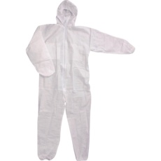 【7016-L】川西 使い捨て保護服 不織布つなぎ服 揆水透湿タイプ Lサイズ
