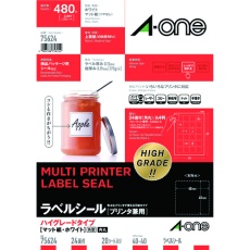 【75624】3M エーワン ラベルシール ハイグレード 表示・パッケージ・宛名ラベル プリンタ兼用 マット紙 白 A4 24面 1袋(20シート入) 75624