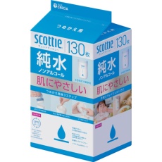 【76135】クレシア スコッティ ウェットティシュー純水 ノンアルコール 130枚 つめかえ用