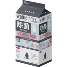 【77135】クレシア スコッティ ウェットティシュー除菌 アルコール 100枚 つめかえ用