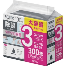 【77137】クレシア スコッティ ウェットティシュー除菌 アルコール 100枚 つめかえ用 3コパック