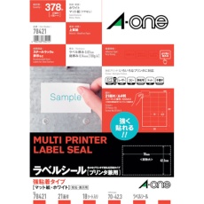 【78421】3M エーワン(TM) ラベルシール プリンタ兼用 強粘着21面 (18枚入)