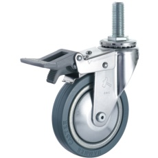 【915EA-PR125】ハンマー ねじ込み旋回式ゴム車輪 125mm トータルロック