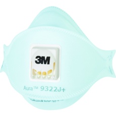 【9322J-AURA-T】3M Aura 使い捨て式防じんマスク 9322J+ DS2 排気弁付 10枚/1箱