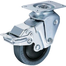 【935BBE-FR100-29】ハンマー クッションキャスター旋回式ゴム車輪 100mm 線径2.9mm ストッパー付