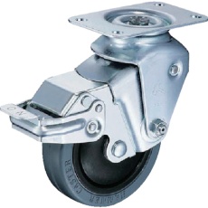 【935BBE-FR100-32】ハンマー クッションキャスター旋回式ゴム車輪 100mm 線径3.2mm ストッパー付
