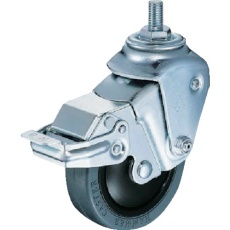 【935BEA-FR100-M12-32】ハンマー クッションキャスターねじ込み旋回式ゴム車輪 100mm 線径3.2mm SP付