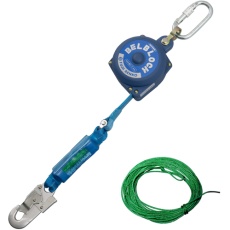 【BB-35-JAN-BX】TSUYORON ベルト巻取式墜落防止器具 ベルブロック ショックアブソーバ付き 3.5m 引寄ロープ付
