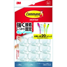 【CMG-S-CL20】3M コマンドフック コード用 Sサイズ お買得パック(フック20個・タブS20枚入) 透明