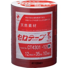 【CT4301-12】ニチバン 着色セロテープ NO.430 赤 12mmX35m 1本(10巻入り)