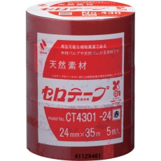 【CT4301-24】ニチバン 着色セロテープ NO.430 赤 24mmX35m 1本(5巻入り)