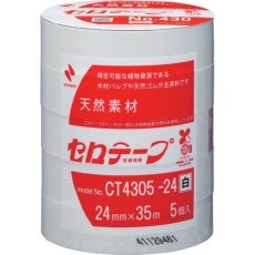 【CT4305-24】ニチバン 着色セロテープ NO.430 白 24mmX35m 1本(5巻入り)