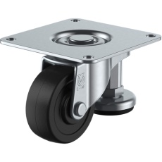 【E-50R-AF】ユーエイ プレート式 自在 アジャスター付キャスター ゴム 車輪径50mm Eタイプ E-AF型 取付寸法56×28