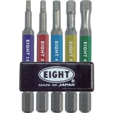 【EA-620C-5S65】EIGHT トーションビット EX/IMPACT 六角カラービット5本セット 65mm 差込溝13mm