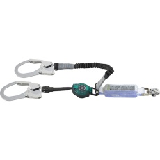 【HL-MRZW-1.3-130】タイタン ハーネス用 ロック機構付き巻取+伸縮式ダブルランヤード HL-MRZW-1.3-130 130kg仕様