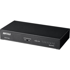 【LSW6-GT-8NS/BK】BUFFALO Giga 8ポート スイッチングハブ 電源内蔵 金属筐体 マグネット付 ブラック