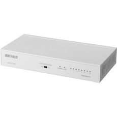 【LSW6-GT-8NS/WH】BUFFALO Giga 8ポート スイッチングハブ 電源内蔵 金属筐体 マグネット付 ホワイト