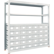 【M3-6658-A5B30】TRUSCO スチール製中量ボルトレス棚 M3型 スチール引出付 W1800×D471×H1800 小×5・大×30
