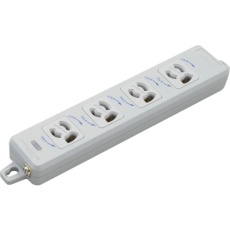 【MR7904-N】明工 横形OA用抜け止め接地タップ4コ口 ランプ、マグネット付 コードなし