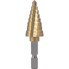 【NMS-19EG-HA】TRUSCO 六角軸電気設備用ステップドリル 2枚刃チタンコーティング 19mm