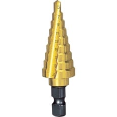 【NMS-25GA】TRUSCO ステップドリル 2枚刃チタンコーティング 5～25mm 段数11