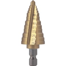 【NMS-28EGA】TRUSCO 電気設備用ステップドリル 2枚刃チタンコーティング 15～28mm