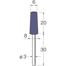【R3322】リューター 軸付グリーンカーボランダムゴム砥石外径(mm):6粒度(#):90