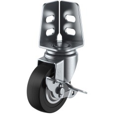 【SA-75RHS】ユーエイ アングル 自在 キャスター ゴム 車輪径75mm ストッパー付き Sタイプ SA-S型 取付寸法20×21、16