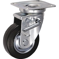 【SJB-100】UKAI 中荷重用キャスター ストッパー付旋回(自在)金具 JBタイプ ゴム 車輪径100mm