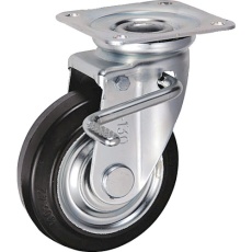 【SJB-130】UKAI 中荷重用キャスター ストッパー付旋回(自在)金具 JBタイプ ゴム 車輪径130mm