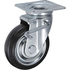 【SJB-150】UKAI 中荷重用キャスター ストッパー付旋回(自在)金具 JBタイプ ゴム 車輪径150mm